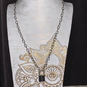 Silver Chain-Link Necklace With A Lock